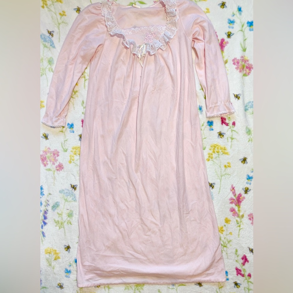 Lace Trim Pink Nightgown